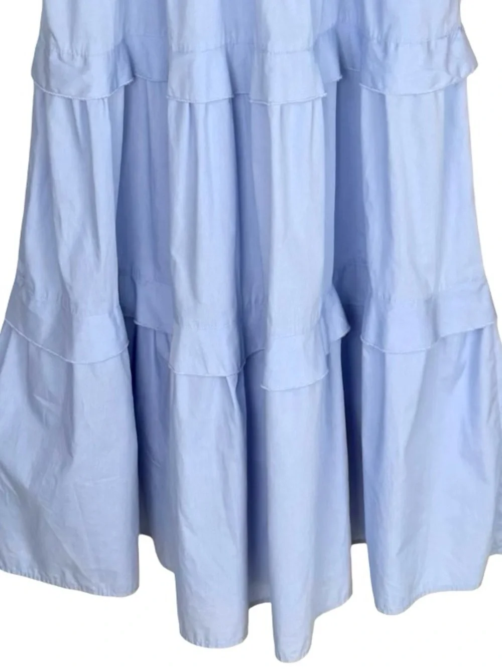 Abercrombie & Fitch Pale Blue Smocked Waist V-Neck Tiered Midi/Maxi Dress XL